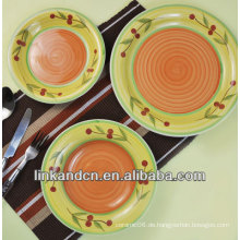 KC-00189 / keramische Platten-Set / runde Form / orange Teller-Sets
